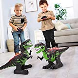 TEMI 8 Channels 2.4G Remote Control Dinosaur for Kids Boys Girls, Electronic RC Toys Educational Walking Tyrannosaurus Rex with Lights and Sounds Powered by Rechargeable Battery, 360° Rotation Stunt