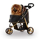 3 Wheel Dog Stroller for Small and Medium Dogs with Cup Holders, Aluminum Frame Holds Pets up to 44 lbs