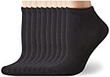 Amazon Essentials Women's Cotton Lightly Cushioned No-Show Socks, 10 Pairs, Black, 6-9