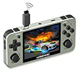 Dosnura RG351MP Handheld Game Console External Network Card WiFi Function, Open Source System RK3326 Chip 64G TF Card 2500 Classic Games 3.5 Inch IPS Screen 3500mAh Battery (Green)