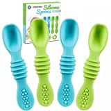 Silicone Baby Spoons for Baby Led Weaning 4-Pack, First Stage Baby Feeding Spoon Set Gum Friendly BPA Lead Phthalate and Plastic Free, Great Gift Set