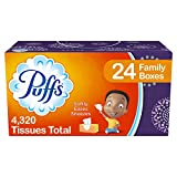 Puffs, Everyday Non-Lotion Facial Tissues, 24 Family Boxes, 180 Tissues per Box (4320 Tissues Total)