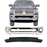 New Front Bumper Chrome Steel With Fog Holes Without PAS Holes + Lower Valance Air Dam Textured For 2010-2012 Dodge Ram 2500 3500 4WD Direct Replacement 68045698AB 68045708AA