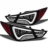 [4-Piece] VIPMOTOZ Premium OLED Neon Tube LED Tail Lights Compatible With 2011-2013 Hyundai Sonata Black Bezel Housing Clear Lens Lamp Assembly Inner Outer Driver & Passenger Side Replacement 4PC Set
