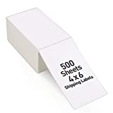 Fanfold 4”x 6” Direct Thermal Shipping Labels Self Adhesive, 500 Postage Mailing Labels for Thermal Printer, Fangtek Soonmark Zebra Compatible