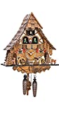 Quartz Cuckoo Clock Black Forest house with moving wood chopper and mill wheel, with music EN 4661 QMT