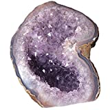 Rockcloud Natural Purple Amethyst Quartz Crystal Cluster Geode Druzy Home Decoration Self Stand Desk Ornament Gemstone Specimen, 0.66-0.88 lb