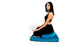 Awaken Meditation - Crescent Zafu Cushion and Zabuton Mat Set | Yoga Bolster - Washable 100% Natural Cotton Filled with Buckwheat (Aqua Blue)