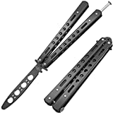 Butterfly Knife Trainer - Balisong Trainer - Practice Butterfly Knife - Balisong Butterfly Knives NOT Real NOT Sharp Blade - Black Dull Trick Butterfly Knifes - Butter Fly Knife Training CSGO K10-B