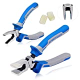 SPEEDWOX Glass Running Pliers and Breaker Grozer Pliers Set 2Pcs with 2 Pair of Rubber Tips Professional Glass Grozing Pliers for Stained Glass Work Key Fob Mosaics Breaking Tool Labor Day Gifts