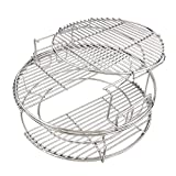 KAMaster 3 Tier 5 Piece EGGspander Replacement Kit for Large Big Green Egg,Stainless Steel Grill Stack Rack with Removable Cooking System,BBQ Grill Basket Grill Expander Rack Ultimate Set Fit L BGE