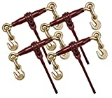 Mytee Products 4 Pack 3/8" - 1/2" Pro Heavy Duty Ratchet Load Chain Binder with with Grab Hooks - 12,000 Lbs Working Load Limit - Heavy Swaged Barrel Cold-Drawn Tubing for Increased Strength