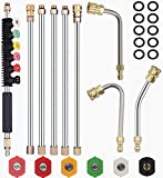 Selkie Pressure Washer Extension Wand Upgrade Power Washer Lance with Spray Nozzle Tips,30°,90°,120° Curved Rod, 1/4’’Quick Connect, Replacement for Anti-Leaked Ring 4000 PSI…