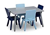 Delta Children Kids Table and Chair Set (4 Chairs Included) - Ideal for Arts & Crafts, Snack Time, Homeschooling, Homework & More, Grey/Blue