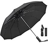 JUKSTG Umbrella, Automatic Windproof Folding Umbrellas,Compact Travel Rain Umbrellas,Waterproof Portable Umbrellas With Ergonomic Handle,Black