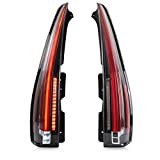 VLAND Tail lights Assembly Fit for 2007-2014 Cadillac Escalade/Escalade ESV 3rd Gen SUV, Taill Lamp assembly with Red Turn Light (Red Clear), Plug-and-play,Clear,Delivery completed within 2-3 days