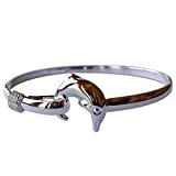 Yves Renaud Hypoallergenic Polished Silver Dolphin Charm Bangle Bracelet for Women, Girls