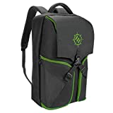 ENHANCE Gaming Console Backpack and Storage Case - Compatible with Xbox One X, One S - Gear Arsenal Storage Compartments, Zippered Pockets for Controllers, Headsets, Games & Accessories - Green