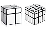 D-FantiX Shengshou Mirror Cube Set, 2x2 3x3 Speed Cube 2x2x2 3x3x3 Mirror Blocks Shape Puzzle Cube Silver