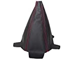 The Tuning-Shop Ltd for Acura RSX 2002-06 Shift Boot Black Italian Leather RED Stitching