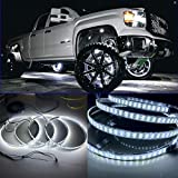 Hundalights 4PCS 15.5" Double Low Pure White Illuminated LED Wheel~Switch Control~ LED Wheel Rings Lights for Truck IP68 Waterproof All Car SUV Offroad