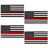 Hit or Miss Designs Thin Red Line Subdued American Flag - 4 Pack of REFLECTIVE Hard Hat Helmet 2" Decals - Full Color Vinyl Decal Sized For Macbook, Phones, Windows, or any Clean Smooth Flat Surface