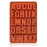 Wocuz 26 Cavities Crayon Letter Silicone Mold Large Alphabet Chocolate Baking Mold Abc Resin Mold Cake Pan Handmade Soap Mold for Biscuit Ice Cube Tray DIY Jesmonite