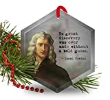 Isaac Newton - Famous Scientists Glass Christmas Ornamant