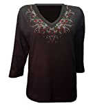 ID ISAAC'S DESIGNS Christmas Festive Wreath Bling Shirt Black V Neck