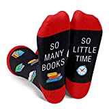 ZMART Funny Saying Socks Book Socks-So Little Time So Many Books, Gifts for Teacher Book Lovers Readers Bookworm Nerd Librarian