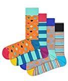 HS by Happy Socks 4 Pair – Fun Novelty Big Dot Gift Box for Men & Women Orange 9-11