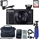 Canon PowerShot SX740 HS Digital Camera (Black) with 64 GB Card + LED Compact On-Camera Light + Premium Camera Case + 2 Batteries + Tripod