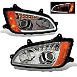 SPPC Projector Plank Style Chrome Amber Reflector Headlight Assembly Set for Kenworth T660-(Pair) Driver Left and Passenger Right Side Replacement Headlamp