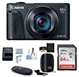 Canon PowerShot SX740 HS Digital Camera (Black) PRO Bundle; Includes: 64GB SDXC Class 10 Memory Card + Spare Battery + Camera Case and More