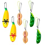 8 Pieces Sensory Fidget Toys Set Pea Popper Pea Pod Banana Peanut Fidget Toys Extrusion Keychain for Teens and Adults Release Stress (Novel Style)