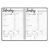 Work Planner - Daily & Weekly Spiral Planner with Hourly Schedules, To Do List, Tasks, Expense tracker, Undated 7 Days Planner Start Anytime, Self-Care Calendar for Organizing Meals, Water Take-in, Mood, Exercise & Health, Flexible PVC Waterproof Cover, 10 x 7.3 inches