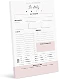 Bliss Collections Daily Planner with 50 Undated 6 x 9" Tear-Off Sheets - Simple Pink Self-Care Calendar, Organizer, Scheduler, Productivity Tracker for Organizing Goals, Tasks, Notes, To-Do Lists