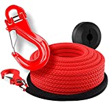 Miolle Pre-streched 1/4 Inch x 50 Feet 8200LBs (Lab Tested) Synthetic Winch Line Cable Rope with Most Advanced Hook, Rubber Stopper for 4x4 Off Road Vehicle ATV UTV (1/4x50, Rope, Hook, Stopper)