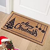 OurWarm Christmas Door Mat Outdoor Welcome Mat for Front Door, Merry Christmas Doormat with Non-Slip PVC Backing, 30'' x 17'' Coir Winter Doormat for Indoor Outdoor Christmas Holiday Entryway Decor