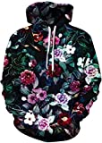 FLYCHEN Mens Hoodies Fashion Graphic Pocket Pullover 3D Printed Hooded Long Sleeve Flowers LXL