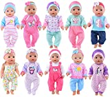 10 Sets Different Doll Clothes Accessories Include Hat Hair-Bands for 43cm New Born Baby Dolls