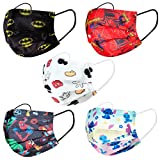 50PCS Kids Superhero Theme Disposable Face_Mask Cartoon Starry Sky Design with Elastic Earloop, Back to School Supplies (Heros)