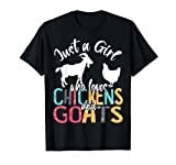 Cute Just A Girl Who Loves Chickens Goats Farmer Girls Gift T-Shirt