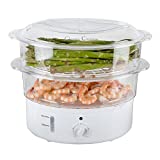 Vegetable Steamer Rice Cooker- 6.3 Quart Electric Steam Appliance with Timer for Healthy Fish, Eggs, Vegetables, Rice, Baby Food by Classic Cuisine