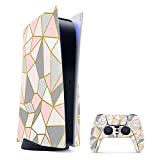 MIGHTY SKINS Skin Compatible with PS5 / Playstation 5 Bundle - Rose Gold Polygon | Protective, Durable, and Unique Vinyl Decal wrap Cover | Easy to Apply, Remove, and Change Styles | Made in The USA