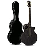 Enya Carbon Fiber Acoustic Electric Guitar X4 Pro AcousticPlus 41” Cutaway Guitar Bundle with Hard Case, Leather Strap(EA-X4E Pro)