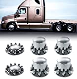 TORQUE Chrome Front and Rear Axle Complete Wheel Cover Set 33mm Screw-on Lug Nut Covers for Semi Trucks (Installation Tool Included) Standart Hub Caps Kit (2 Front & 4 Rear) (TR082)