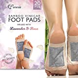 Prescia Foot Pads (20) - Sleep Aid, Pain and Stress Relief, Energy Support, All Natural Organic 2 in 1 Cleansing Bamboo Vinegar Foot Care - Lavender n' Rose