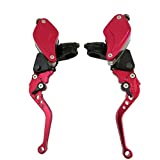 XSPANDER CNC Aluminum 7/8" (22mm) Universal Motorcycle Dual Hydraulic Brake Clutch Master Cylinder Reservoir Lever Fit 50cc-300cc Sport Bike Street Bike Scooter (1 Pair, Red)