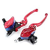 Universal Motorcycle 7/8" 22mm Handlebar Brake Clutch Lever with Master Cylinder Reservoir for Motorcycle Scooter Dirt Bike 50cc to 300cc, Left & Right, 1 Pair